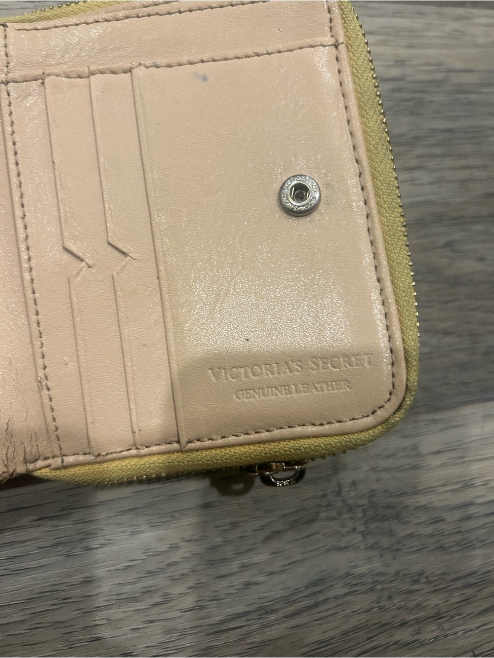 Victoria's Secret Yellow Perforated Zip Around Wallet with Snap Pocket - Picture 4 of 8